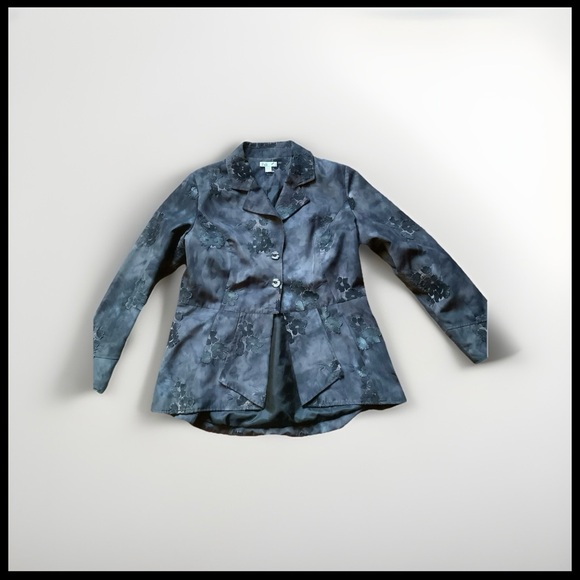 Puli Jackets & Blazers - Puli Large Mottled Black and Gray Lace Appliqued Jacket